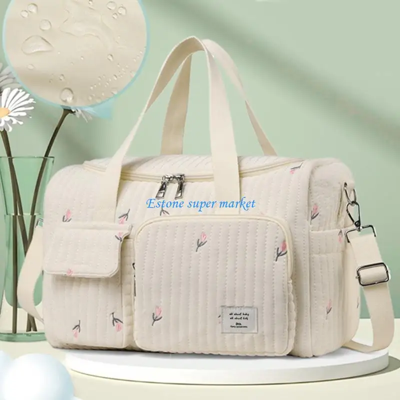 090B Large Capacity Mom Bag Embroidered Pattern Handbag Splashproof Crossbody Bag