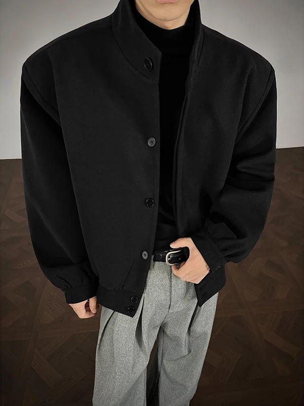 

Мужская шерстяная куртка TANGZ Studio, утепленное короткое пальто с воротником-стойкой, на хлопковой подкладке, зимняя верхняя одежда, модный городской стиль