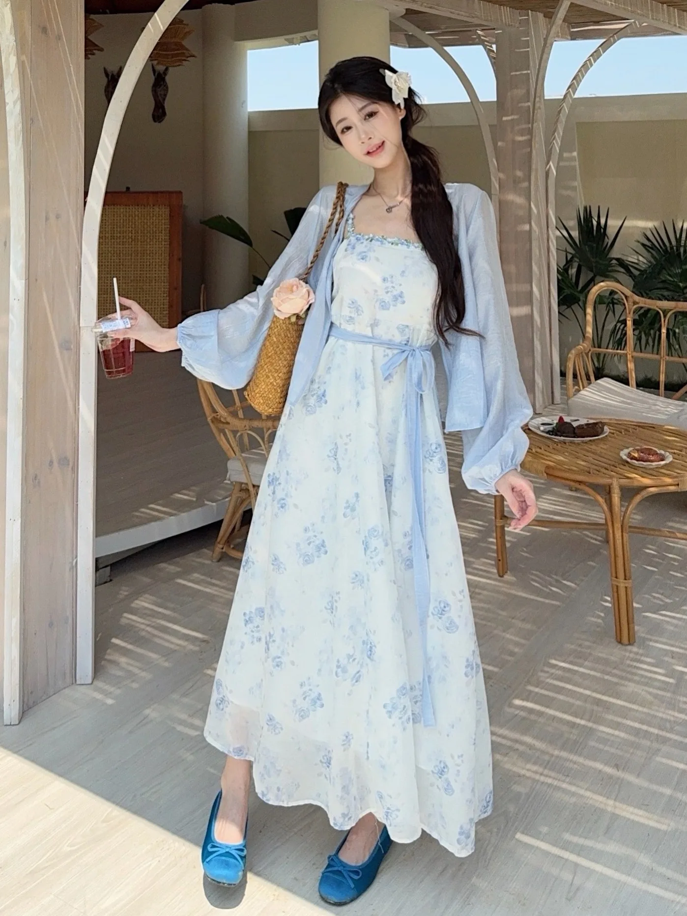 

plus Size Summer New Style Slimming Belly Covering High-End Feeling Skirt Cardigan Two-Piece Set Women's Fashion Casual Wear