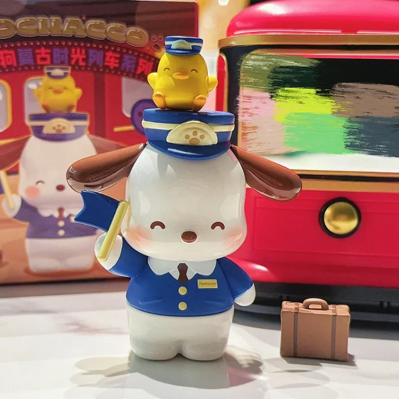 Miniso Sanrio Pachacco Blind Box Series Toptoy Vintage Time Train Hand Action Figure Tabletop Decoration Perfect Gift For Friend