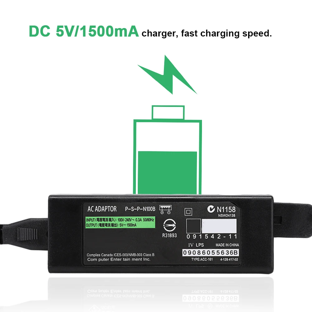 Portable for Sony PSP GO Power Adapter Fast Charging DC 5V/1500mA Charger 50/60Hz Charging Power Adapter