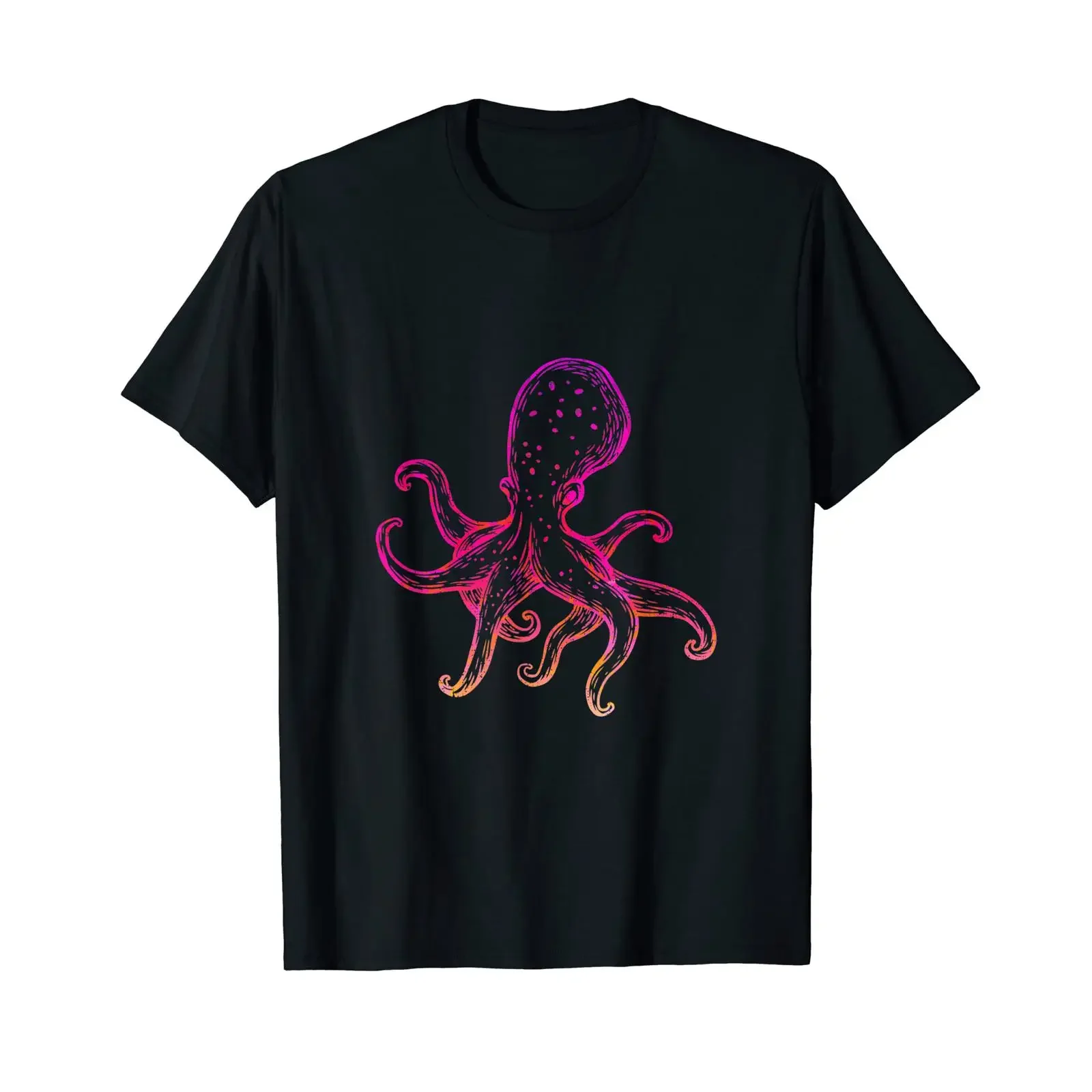 Camiseta Triana World Travel Großer bunter Oktopus Umriss, estilo vintage, lavada, cómoda, para uso diario, elástica y elegante