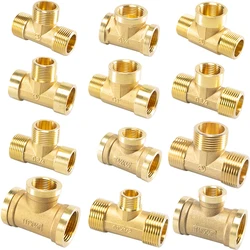 Pneumatic Plumbing Brass Pipe Fitting Male/Female Thread 1/8 1/4 3/8 1/2 BSP Tee Type Copper Fittings Water Oil Gas Adapter