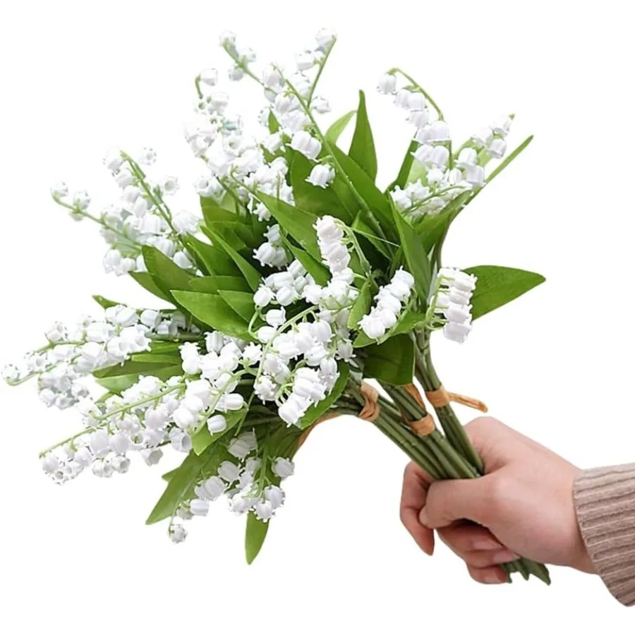 

24 шт., пластиковый цветок лилии, искусственный белый колокольчик, орхидеи, искусственные цветы, свадебный букет для дома и сада