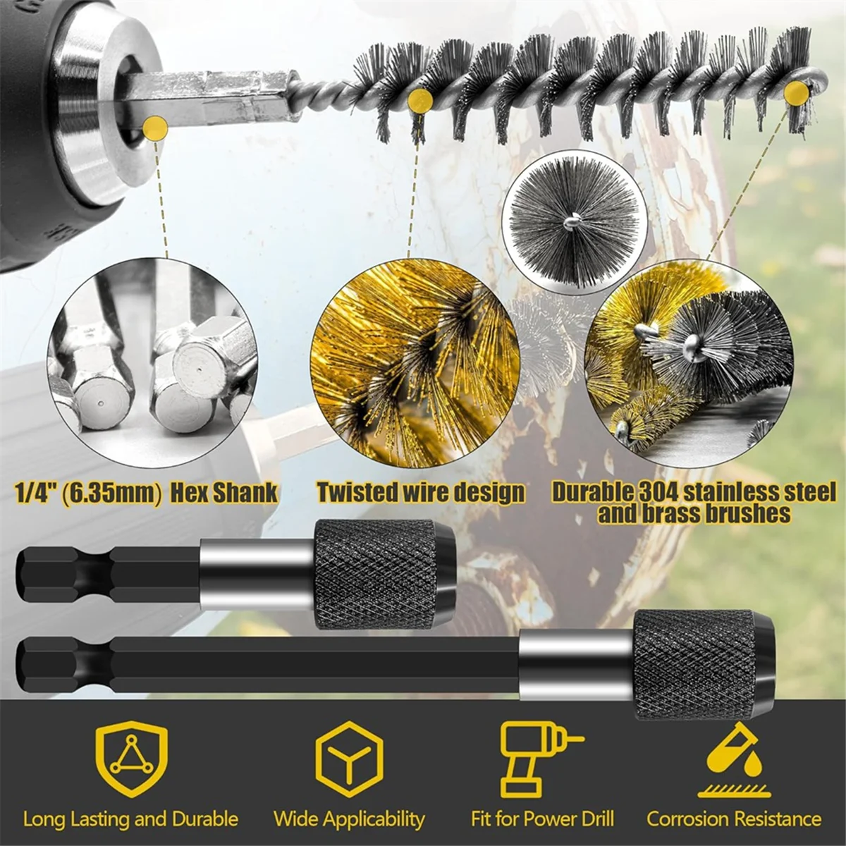 2025+ مجموعة فرش تجويف مكونة من 14 قطعة، ساق سداسية مقاس 1/4 بوصة مع شريط تمديد لمثاقب الطاقة، ومحركات الصدمات، والمطاحن (8/10/12/15/17/19 مم) #5