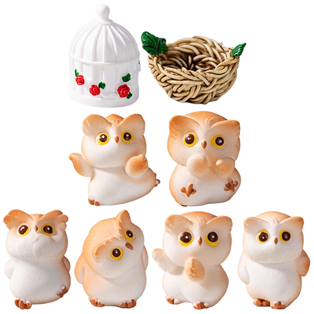 

Owl Decoration Ornament Statue for Garden Miniature Figurine Small Sculpture Resin Figurines Miss