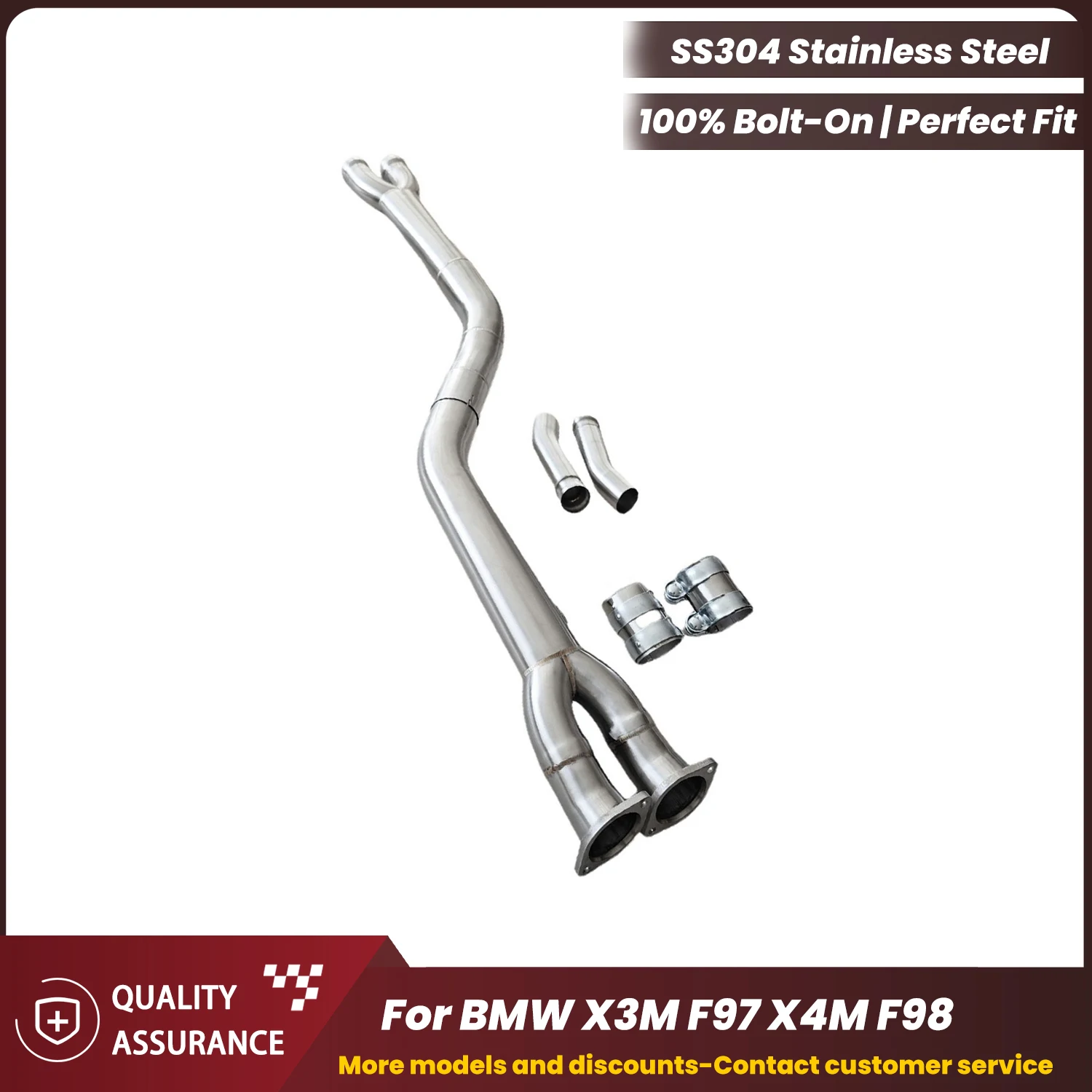 

Stainless Steel Single Mid Pipe 3.5 inches ECCF for BMW X3M F97 X4M F98 High Flow Plug & Play OEM Warranty Friendly