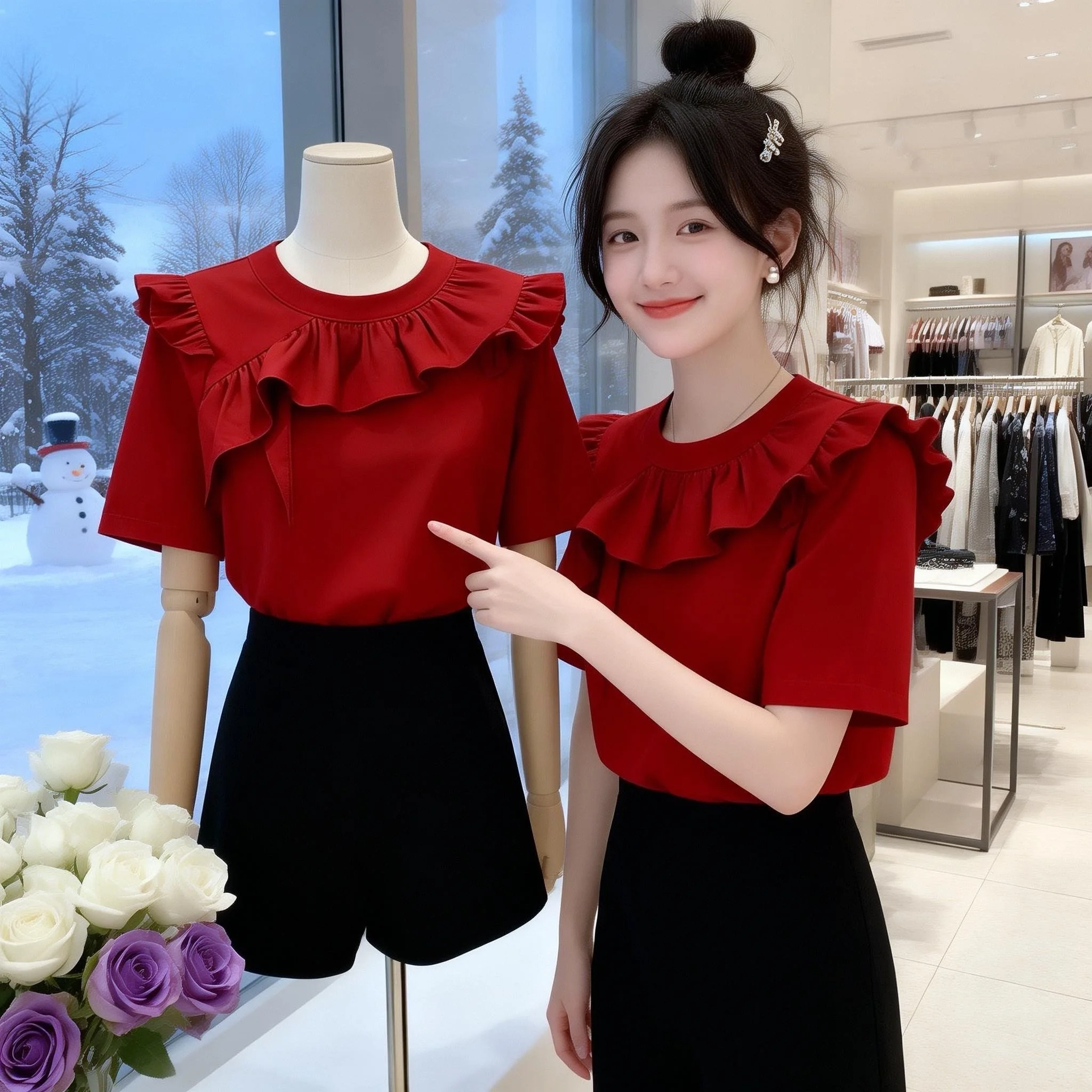 

Модная мягкая серая футболка с круглым вырезом, женская летняя новинка, универсальная блузка с коротким рукавом, дышащая, из полиэстера, для любого возраста