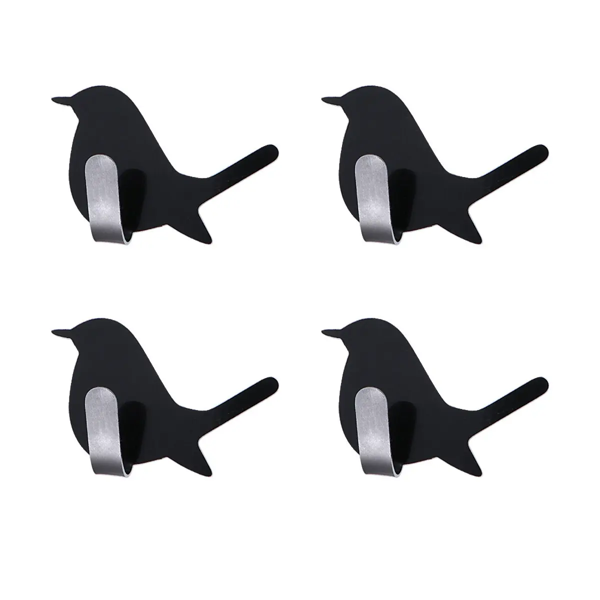 4Pcs Stainless Steel Sticky Birds Hooks Adhesive Wall Mount Hooks for Towel Hat Key Jewelry Coat Organizer in Living