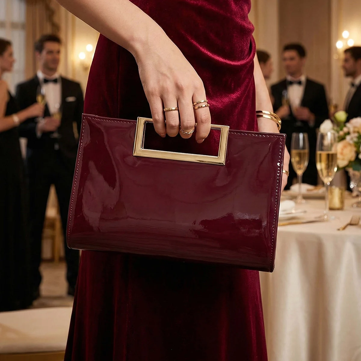 Women's Evening Bag, Solid Color, Shiny and Stylish Decoration, Evening Dress Matching Clutch, Small Square Bag, Portable Makeup Bag, Flap Bag, Crossbody Bag, Wallet, Envelope Bag, with Detachable Metal Chain, for Prom, Wedding Season, Parties, Holiday Gatherings, Carnivals, Christmas