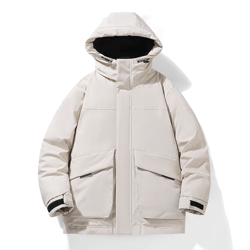 Winter New Solid Color Men Parkas Jacket with Hood Comfortable Warm Cotton Coats Casual Quality All-match Male Clothes Thicken