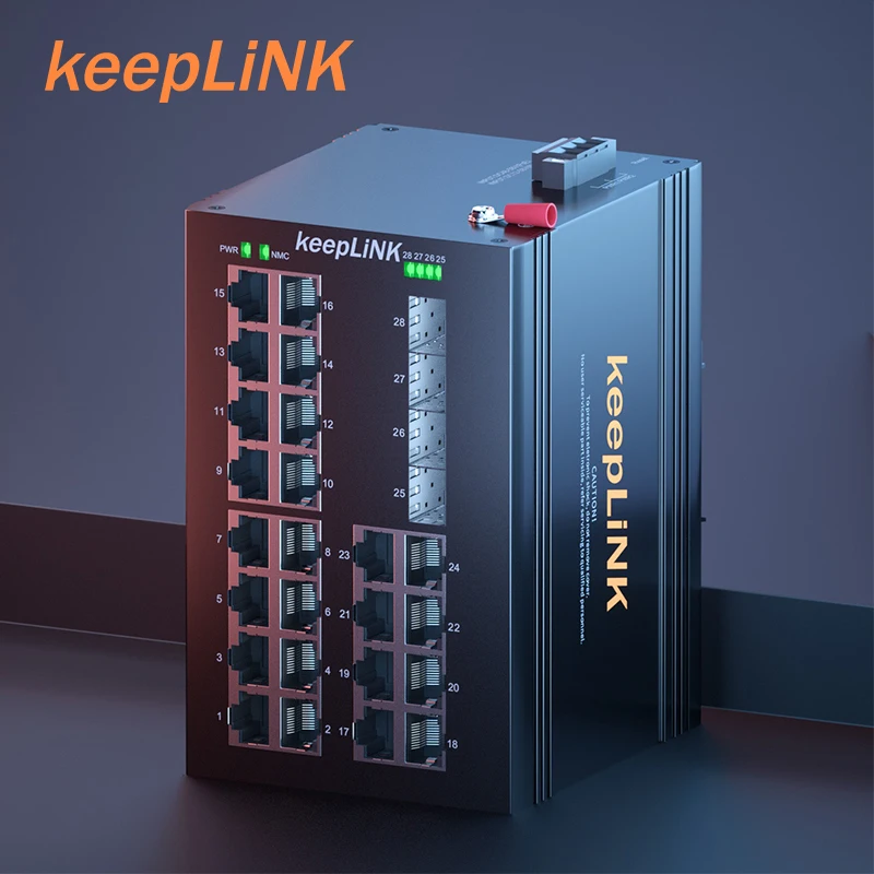 KeepLink 산업용 기가비트 스위치, 24 포트 이더넷 RJ45 및 4-SFP 업 링크 포함, 28 포트