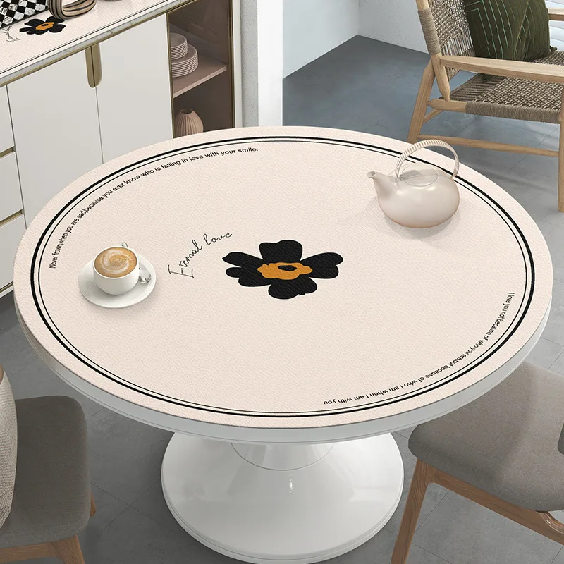 

Waterproof Oil-Proof Leather Tablecloth Round Tablecloth Anti-Scalding Soundproof Home Dining Table Mat for Office Desk Pad