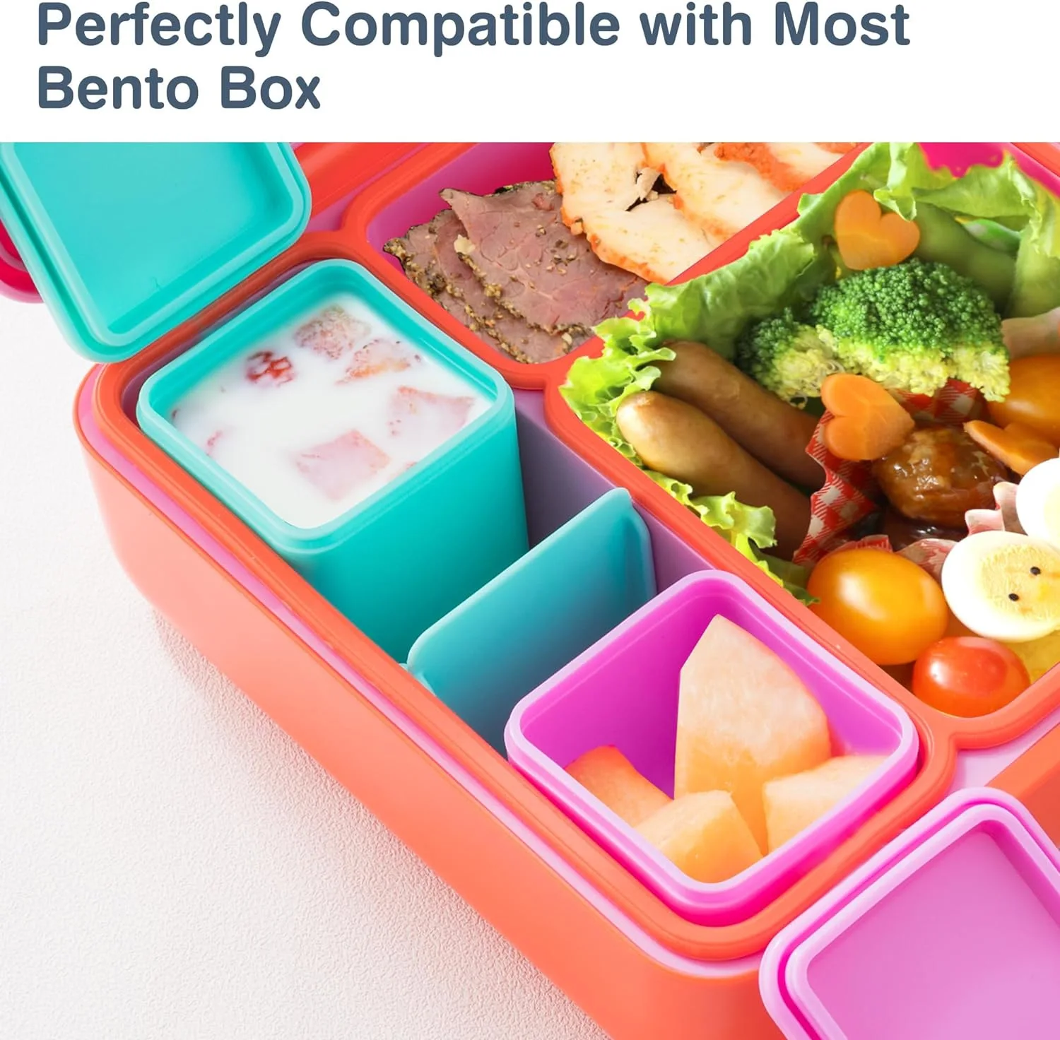 Non-stick Silicone Lunch Box For Kids Sauce container With Lid Small Lunch Box Accessories Dip Container Food storage container