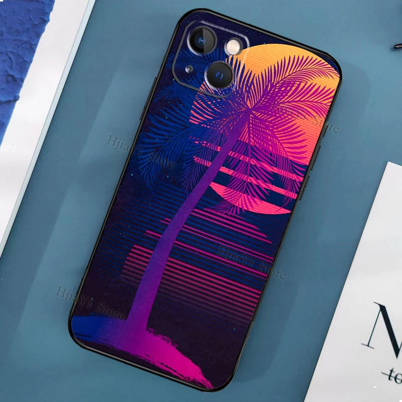 Retrowave Neon 80's Case on For iPhone 11 12 13 Pro Max Mini X XR XS Max 6 7 8 Plus SE 2020 Phone Back Cover