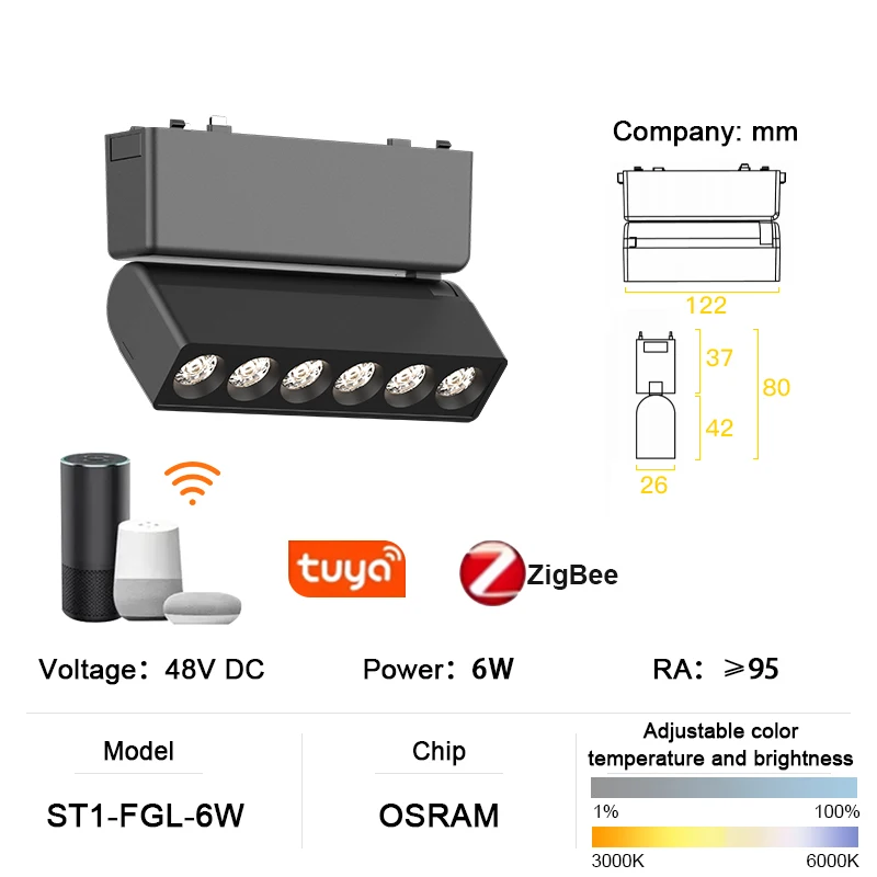 ST1-serie Smart TUYA ZIGBEE Ultradun aluminium magnetisch spoorlicht 6 mm Geen cel vereist Hoge hardheid Modern flexibel armatuur