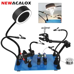 NEWACALOX Soldering Smoke Exhaust Fan Rework Welding Repair Workbench Heat Gun Holder Soldering Third Hand Helping Hands Tool