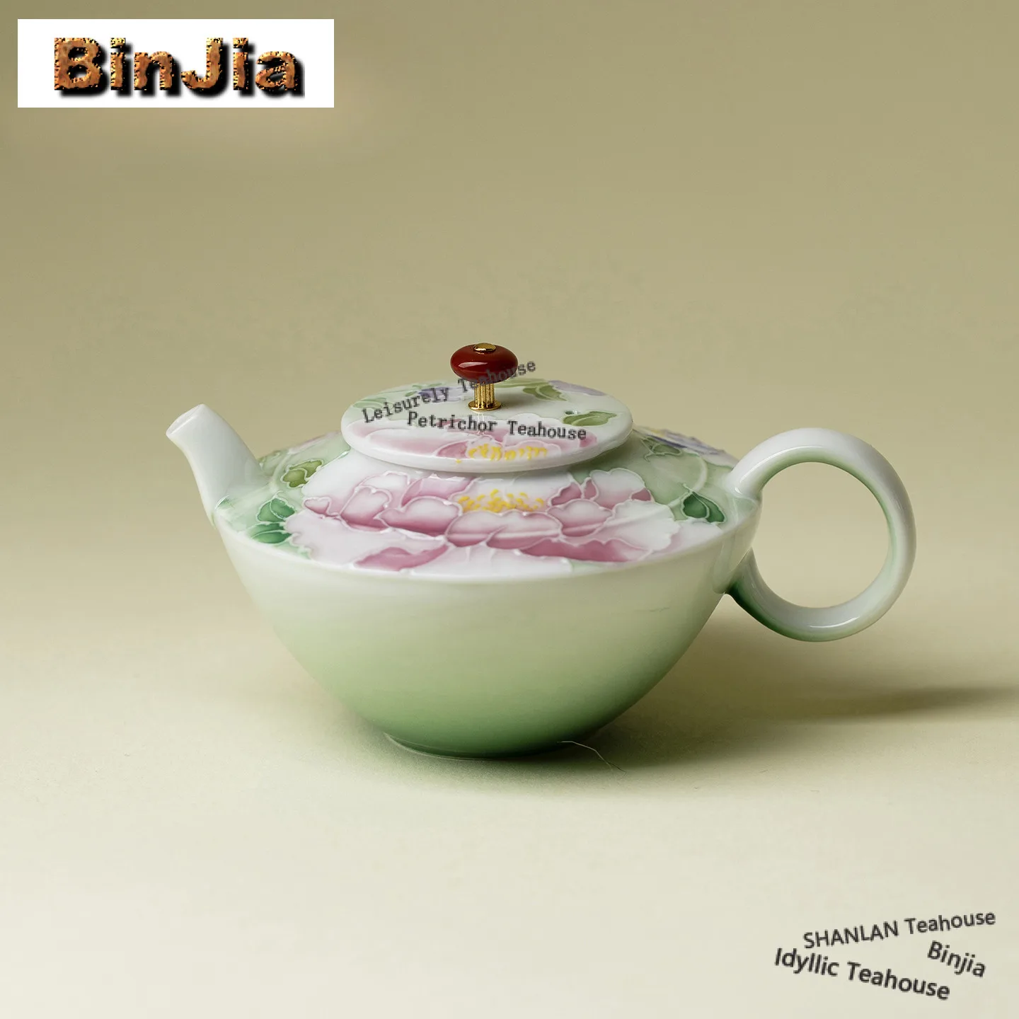 

100ml Hand-painted Flower Peony Teapot Zen Tea Infuser Pot Tea Brewing Kettle With Strainer For Tea Accessories Collection Craft