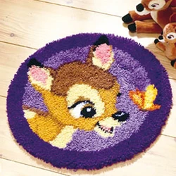 Latch Hook Kits Rug,with Printed Canvas Deer,Home Decor Carpet Embroidery Tapestry Cross Stitch Kit DIY Handmade Rug Cushion