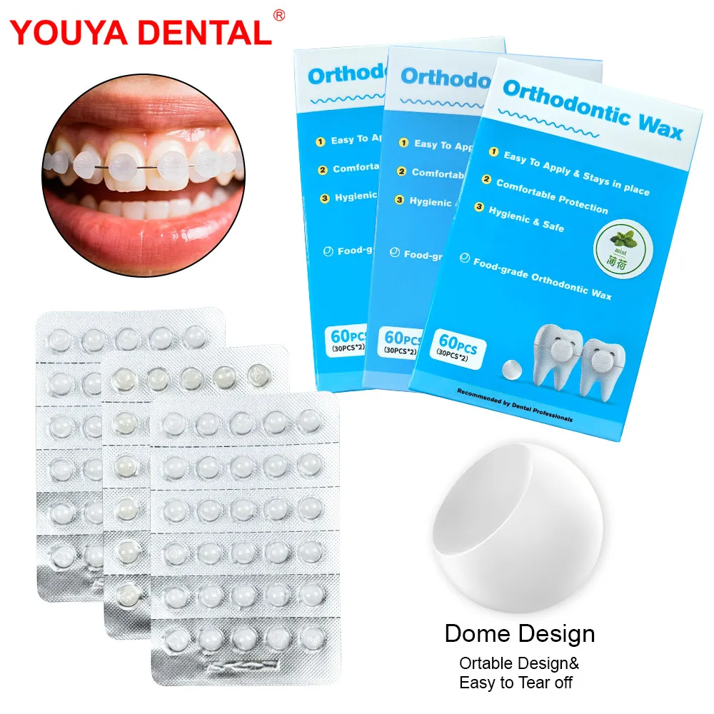 

60pc Dental Orthodontic Wax For Braces Gum Portable Fruit Flavor Granular Orthodontic Protective Wax Dots Box Individual Package