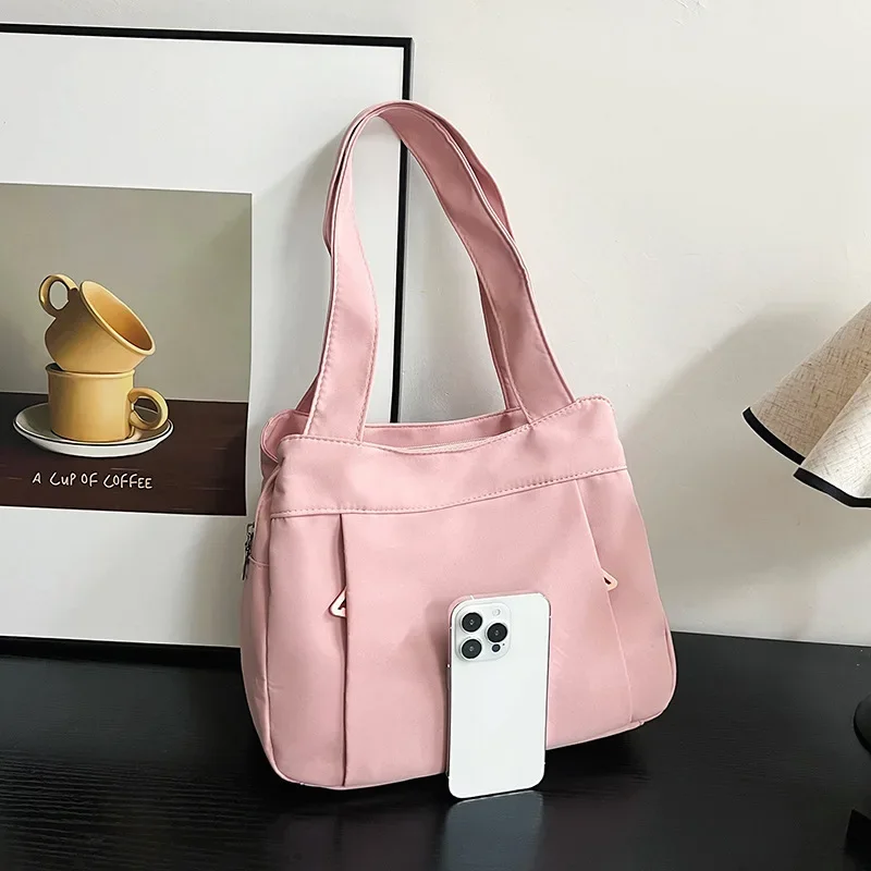 Japan and South Korea New Nylon Shoulder Bag Large Capacity Canvas Fashion Casual Solid Color Tote Bag Women's Handbag