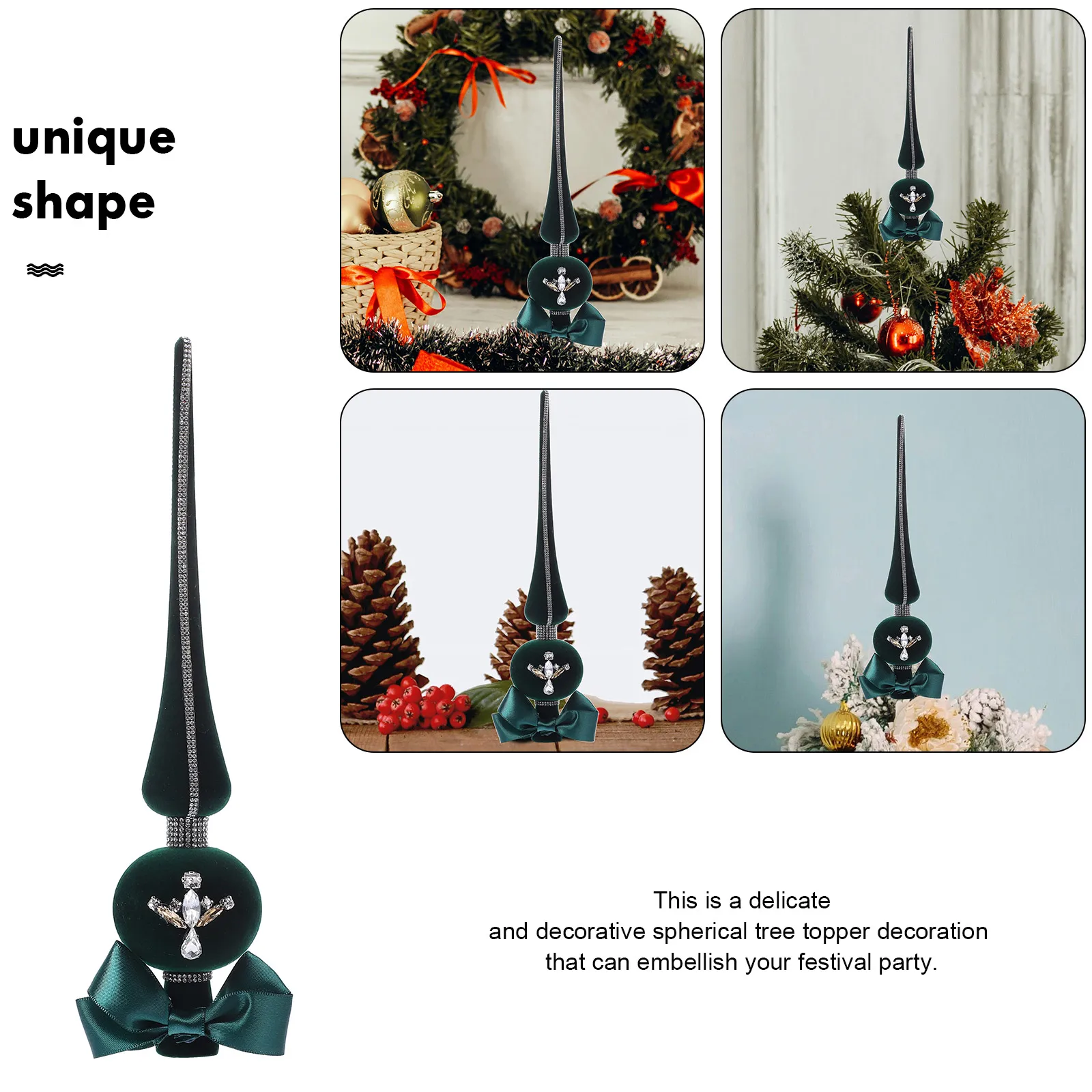 1 قطعة حجر الراين بلينغ توافدوا القماش القبعات العالية شجرة عيد الميلاد زخرفة شجرة عيد الميلاد توبر بريق الديكور عيد الميلاد الدعائم الطرف #4