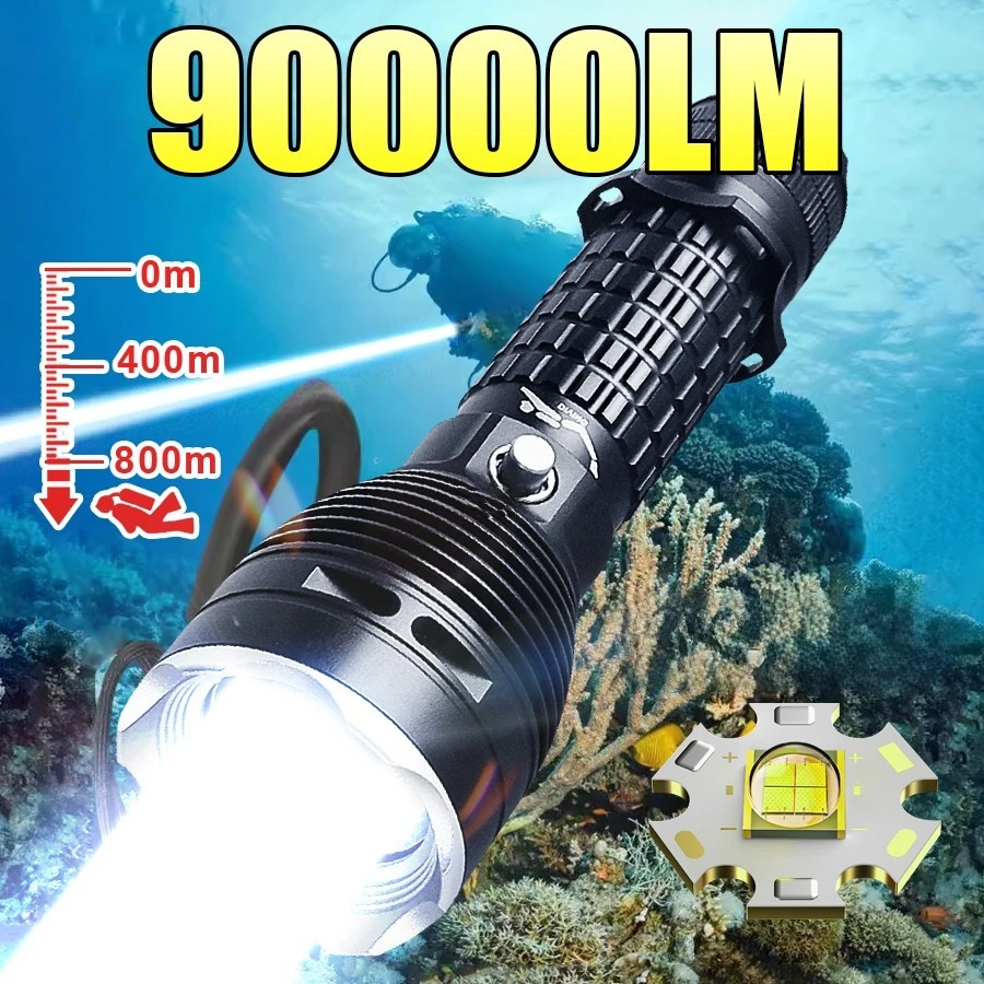 9000LM Upgrade XHP160 Diving Flashlight Powerful Profession Underwater Lantern Rechargeable Dive Torch IP8 Waterproof Scuba Lamp