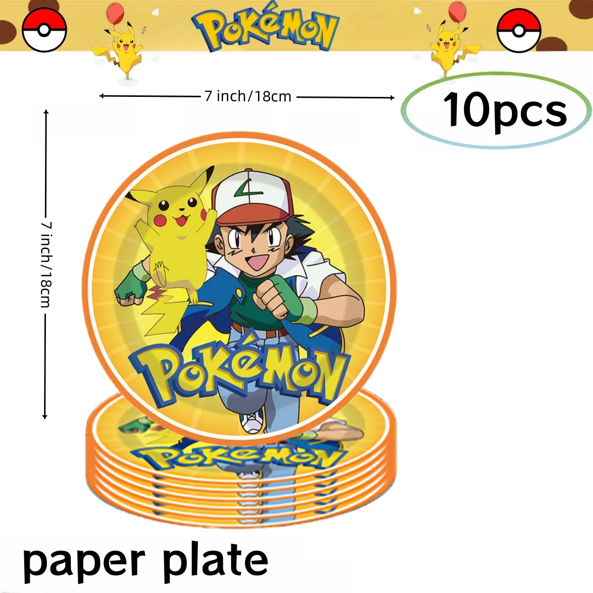 Pokemon Birthday Party Decorations Pikachu DIY Sticker Tableware Plate Tablecloth Baby Shower Kids Favors Gifts Party Supplies