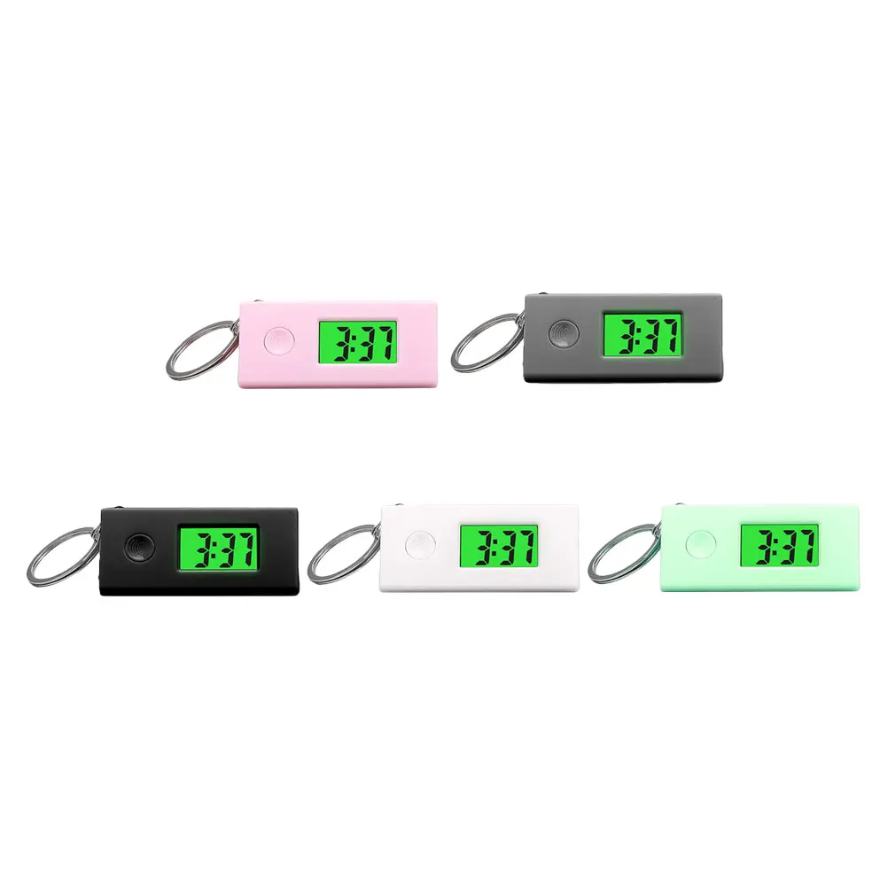 

5 Pcs Silent Digital Watch Keychain Portable Mini Student Watches Luminous Function Non Slip Button Triangular Design Durable