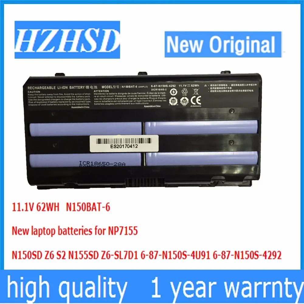 

11.1v 62wh new Original N150BAT-6 Laptop Battery for Clevo N150BAT-6 N170SD N150SD N151SD N155S 6-87-N150S-4292