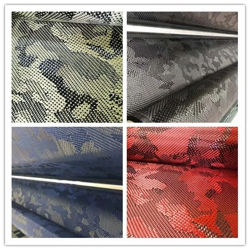 3K 240gsm Camouflage pattern Carbon Kevlar fiber blended fabric cloth red blue black yellow 0.5 /1 square & 40\