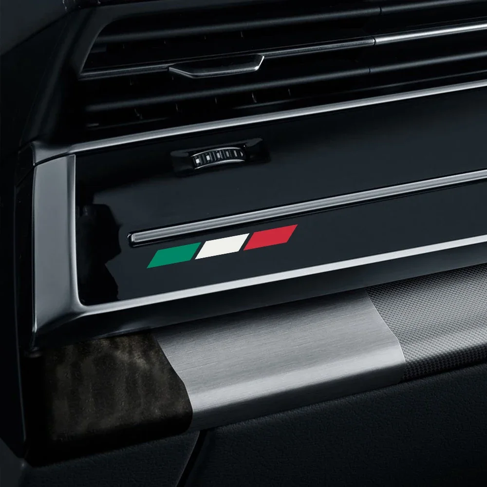 4Pcs Car Sticker Italian Flag Center Console Side Mirror Creative Vinyl Decal Auto Universal Decoration Accessories 7x0.7cm Size