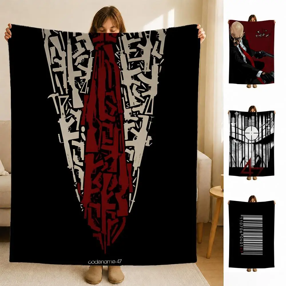 game H-Hitman Agent Throw Soft Flannel Blanket for Bed Bedroom Sofa Picnic Throw Skin-friendly Breathable Gift Cover