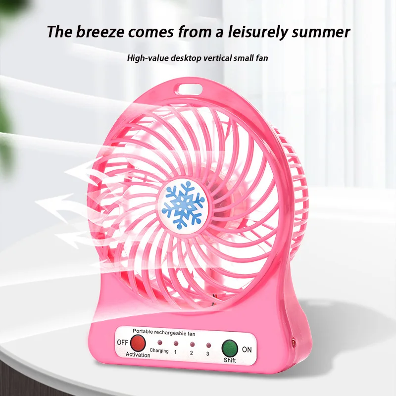 Miniventilador pequeño con carga USB, dispositivo portátil para escritorio, dormitorio de estudiantes, oficina, Blanco, Negro, Rosa, viento frío, 2024