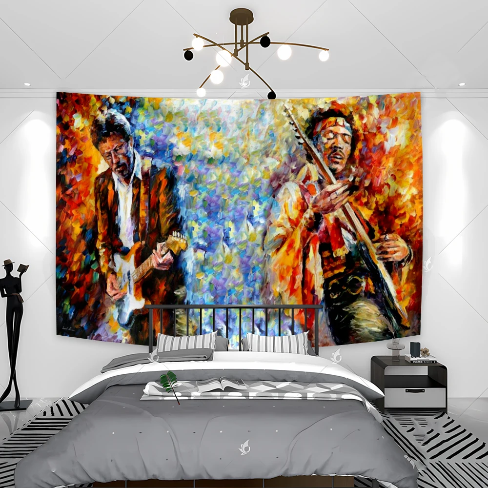 Jimis Hendrixs Live On Stage Tapestry Decorative Painting Canvas Poster Wall Art Living Room Posters Bedroom Painting