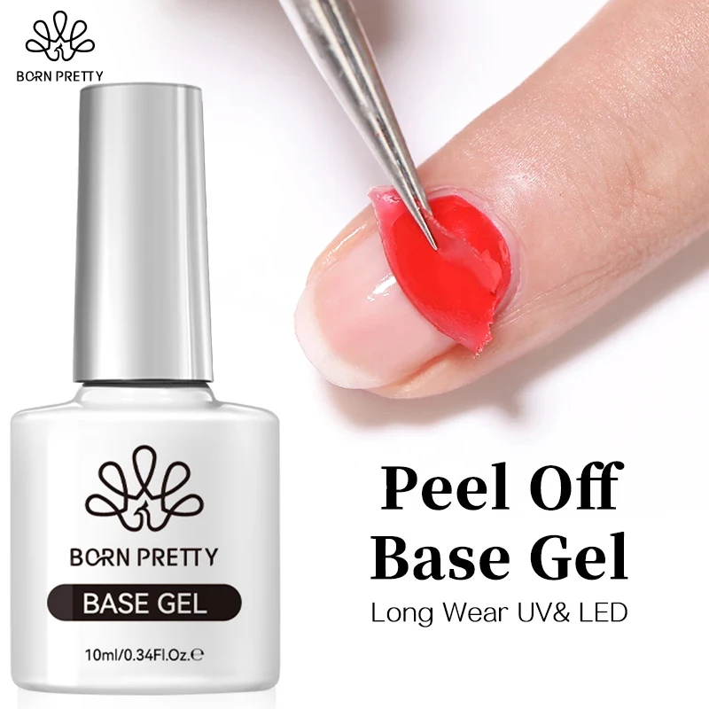 BORN PRETTY Peel Off Base Gel ยาว Super Top Coat Basic เล็บเจลเคลือบเงา Soak Off เล็บเล็บ 10ml