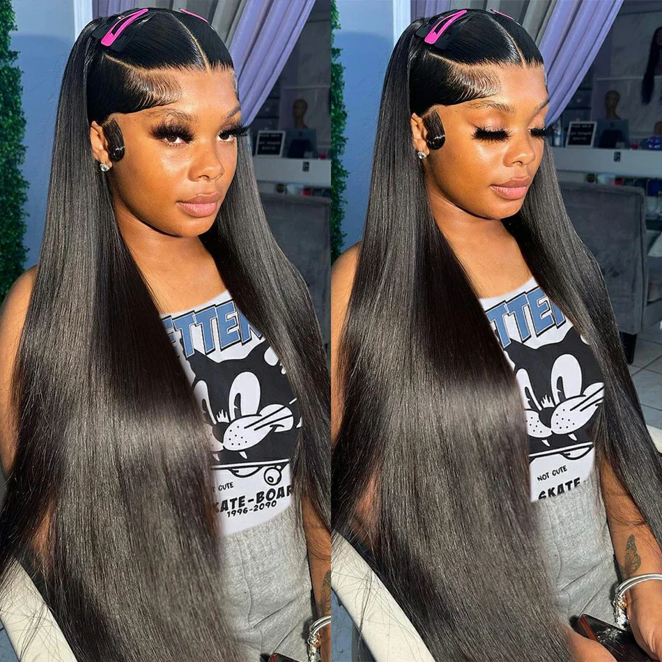 40 Inch 13x6 HD Lace Frontal Wig Straight Human Hair Wigs For Women PrePlucked Transparent 13x4 Lace Lace Frontal Human Hair Wig
