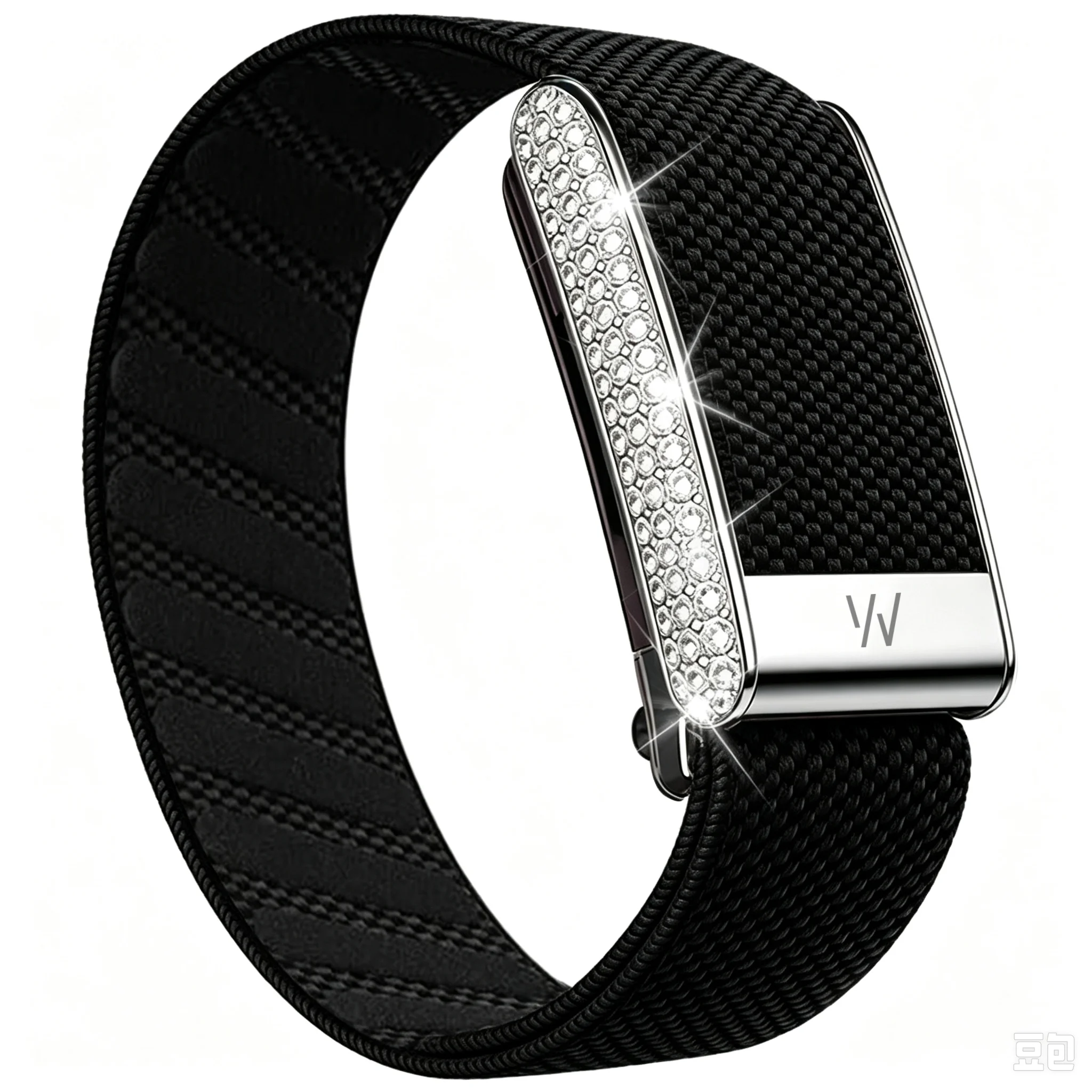 For Whoop 5.0 Diamond-Studded Nylon Elastic Sports Replacement Wristband Fitness Tracker