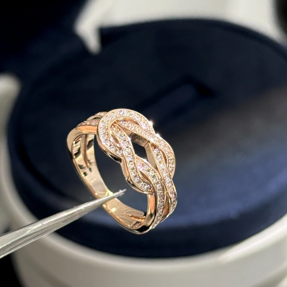 European Luxury Jewelry CHANCE INFINIE Ring - Silver 925 Fashion Couple Ring Set with Diamond Horseshoe Shape - For Party Wear