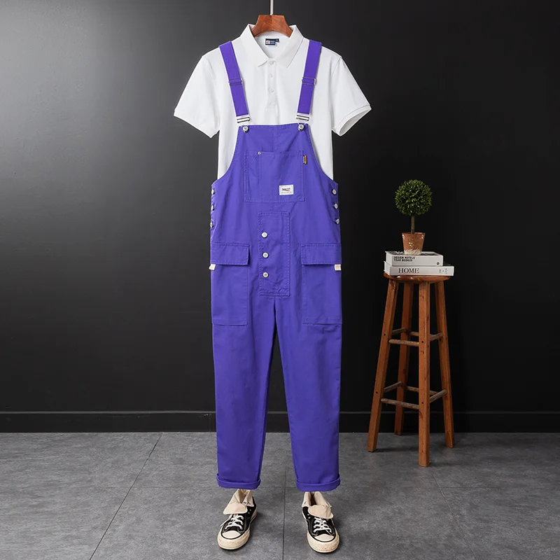 Baumwoll-Hosenträger hose Herren bonbon farbene Träger hose Cargo-Overalls plus Größe einteiliger Overall Riemen Overall lässiger Stram pler