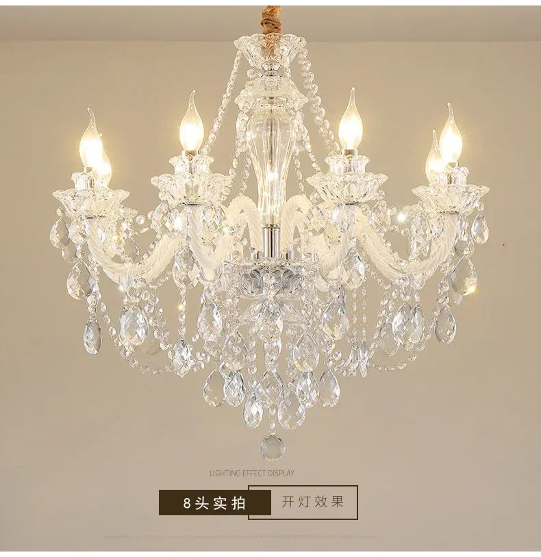 

European Retro Crystal Chandelier Living Room Modern Minimalist Bedroom Creative Home Dining Room Chandelier Villa Lamp