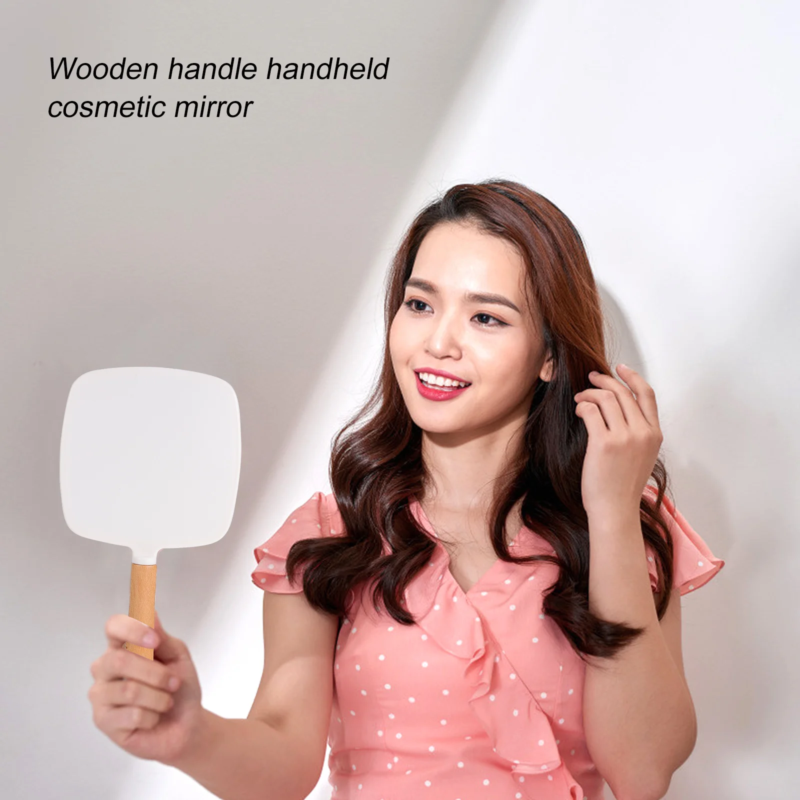 

Stylish Square Makeup Mirror Wood Handle Handheld Mirror Lightweight Ergonomic Design Perfect Gift for Women Makeup