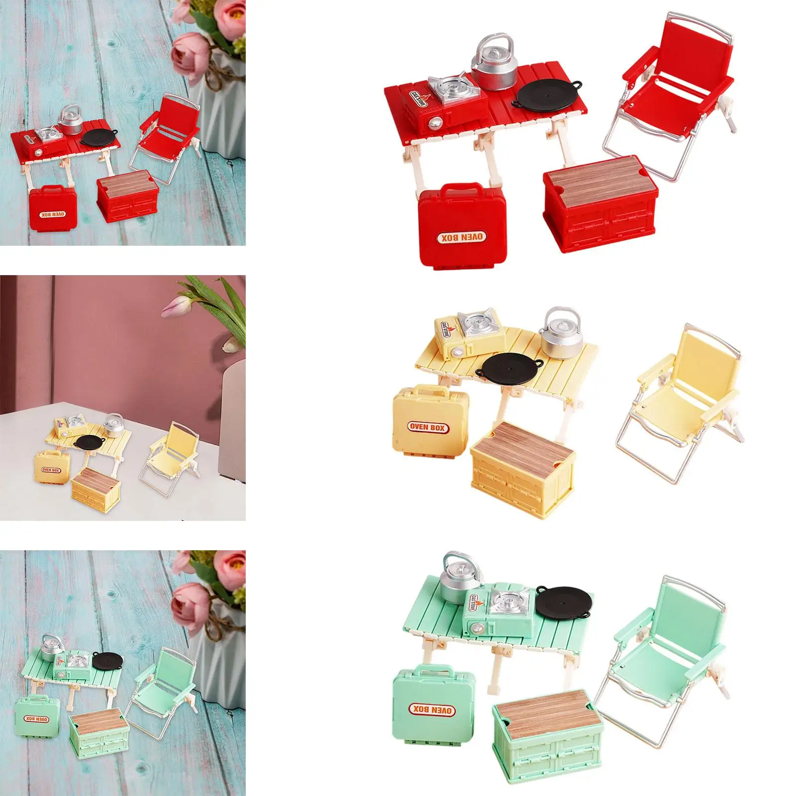 Mini Picnic Camping Set Dollhouse Outdoor Scene Decor for 3-5 Birthday Gifts