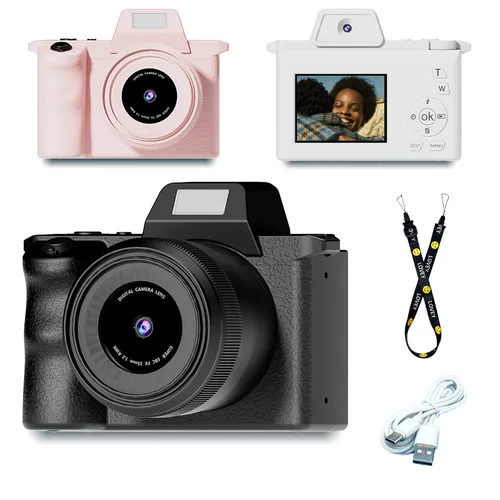 Imagen 1 del producto Cámara digital, toma fotografías y graba videos | Pantalla 1080pHD | Cámara dual | Con flash | Regalos de vacaciones y cumpleaños