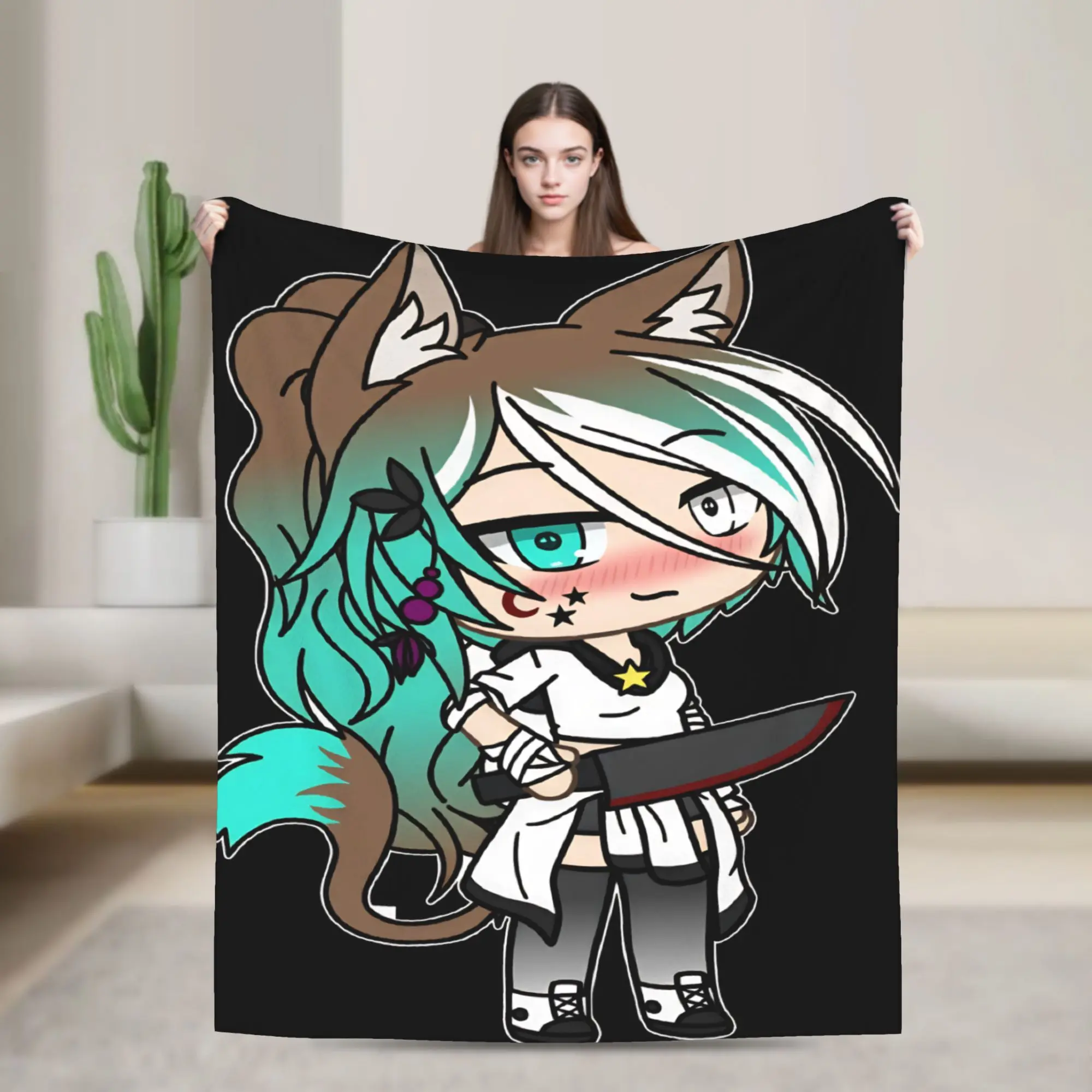 Warm Comfy Throw Blanket Plane Travel Gacha Life Game Blanket  Flannel Bedspread For Home Decor Print Sofa Bed Cover