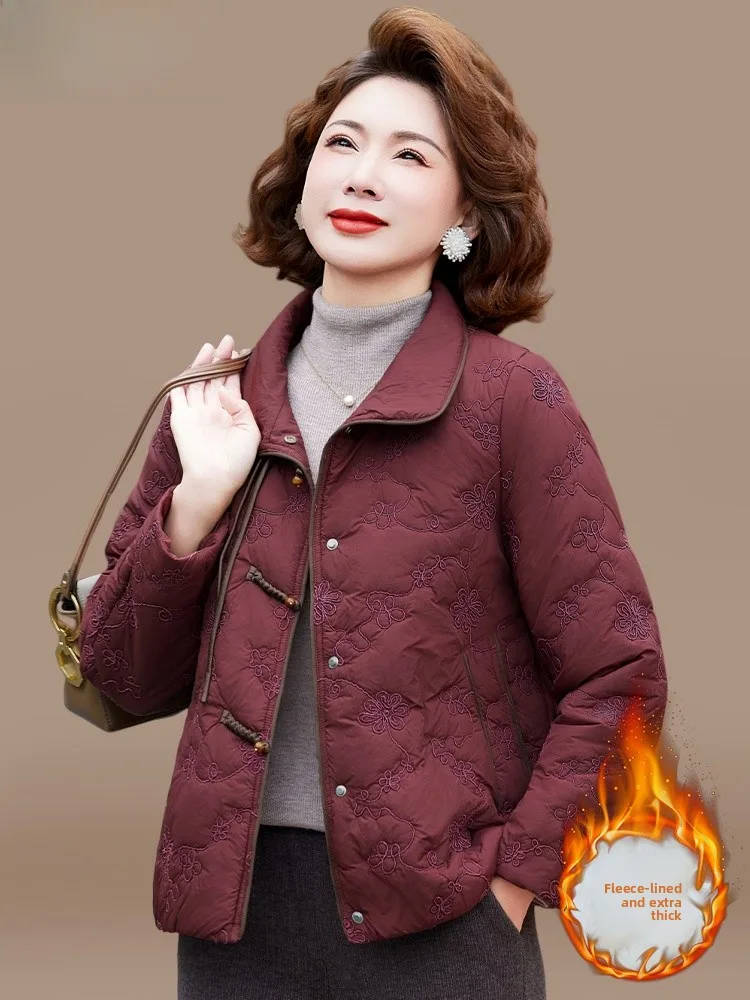 

Thiened ort Fur Jaet Women's Winter Clothes Warm Plu Lined Cotton Padded Coat for Middle-Aged And ly Faionable...