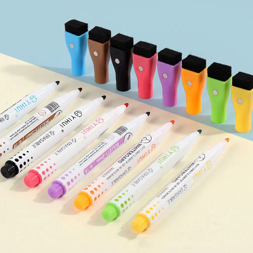 

8Pcs Magnetic Dry Erase Markers Whiteboard Markers with Eraser Colored Erasable Paint Markers for School Office Home Painting