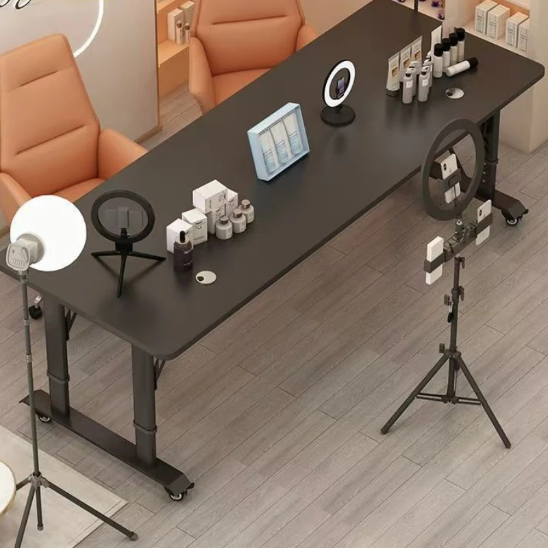 

Movable live streaming table Lifting live streaming host table Double cargo display stand