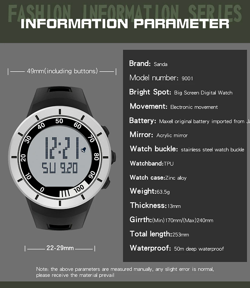 2023 New Fashion Top Brand Sanda Military Sports Led Digital Electron Big Dial Silicon Student Man Gift Waterproof Wrist Watches