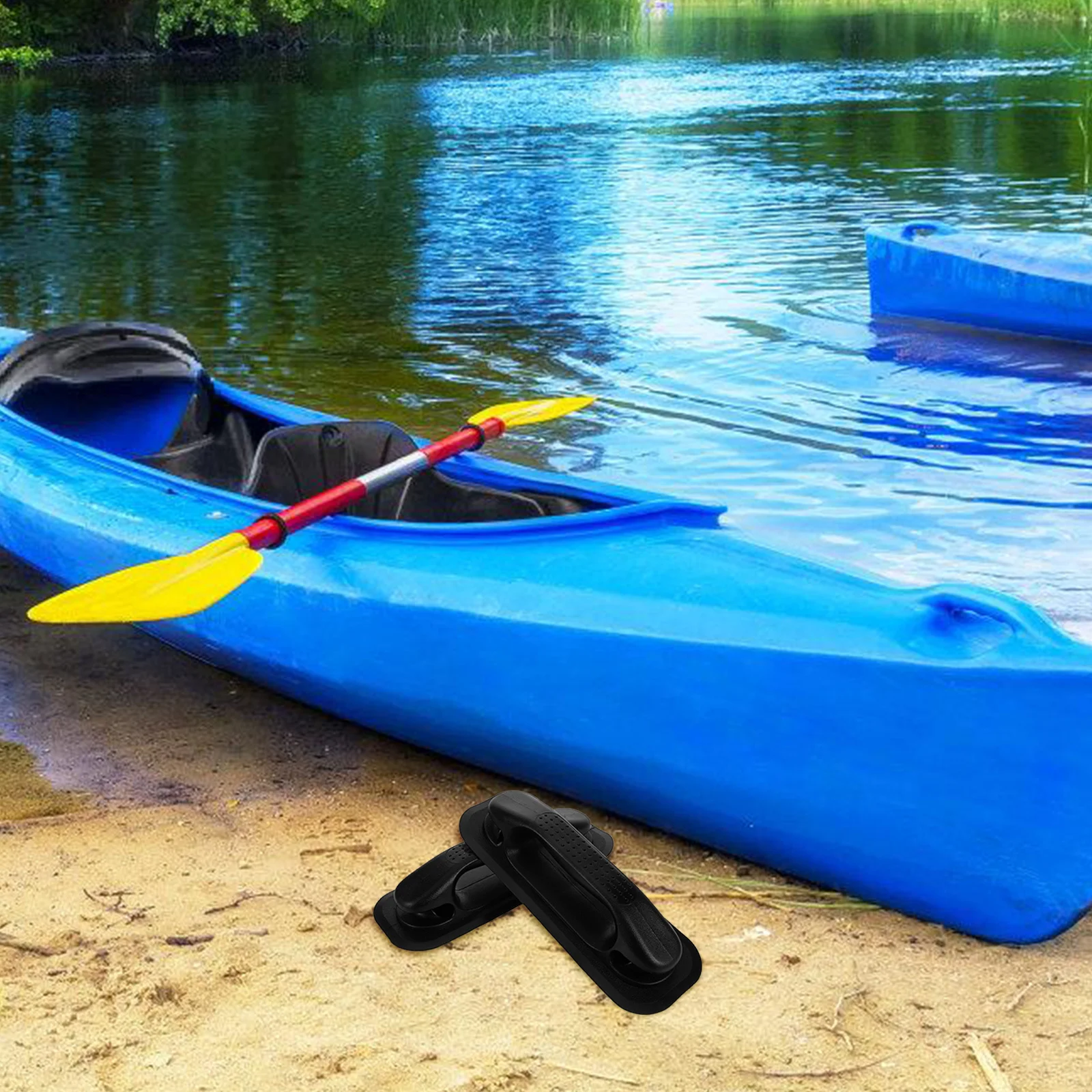 

2pcs Inflatable Boat Handle Kayak Grab For Fishing Canoes Paddleboards Durable Pvc Wear Resistant Perforated Grip Stability